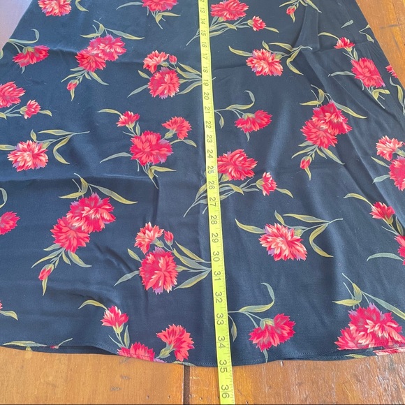 90's Vintage Midi Skirt Black Floral Sz Medium - Picture 5 of 5